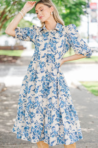 Love Found Cream Chintz Midi Dress