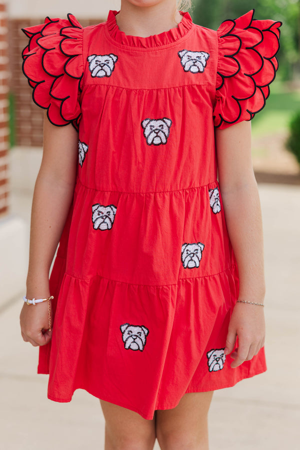 Girls: The Holland Red Bulldogs Sequin Scalloped Dress