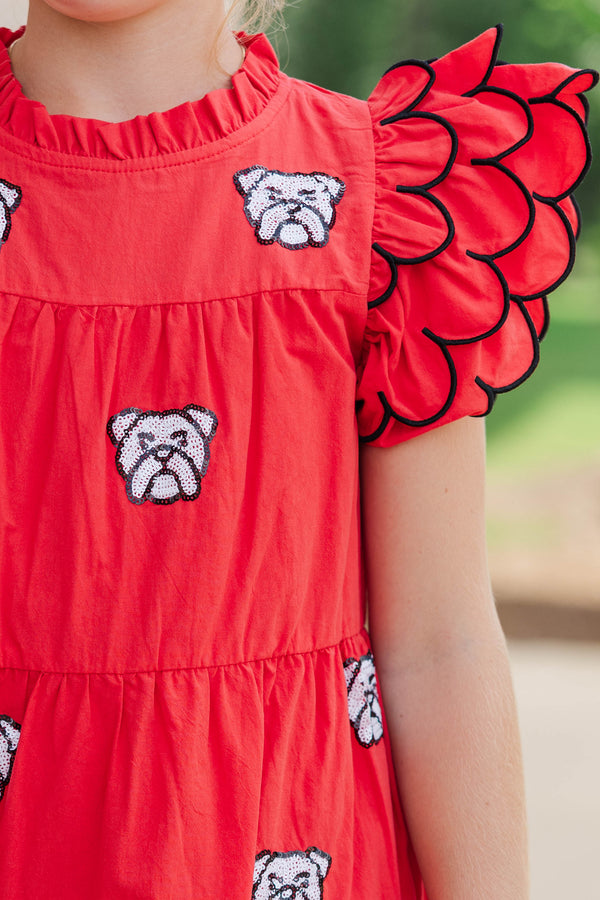 Girls: The Holland Red Bulldogs Sequin Scalloped Dress
