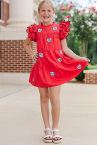 Girls: The Holland Red Bulldogs Sequin Scalloped Dress