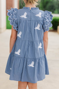 Girls: The Holland Royal Blue Eagles Sequin Scalloped Dress