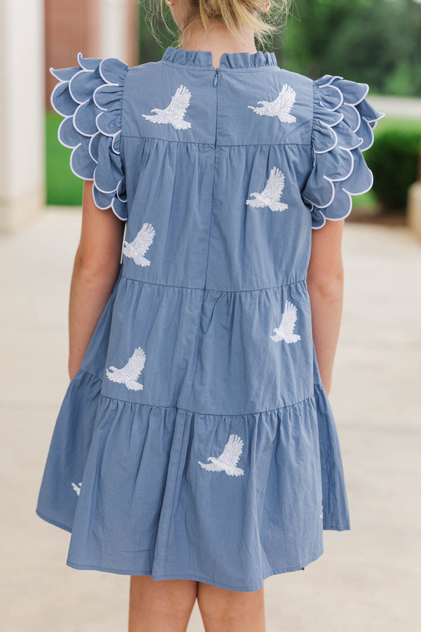 Girls: The Holland Royal Blue Eagles Sequin Scalloped Dress