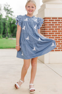Girls: The Holland Royal Blue Eagles Sequin Scalloped Dress