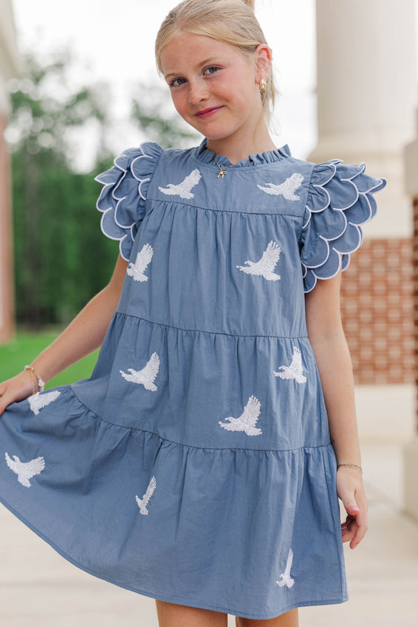 Girls: The Holland Royal Blue Eagles Sequin Scalloped Dress