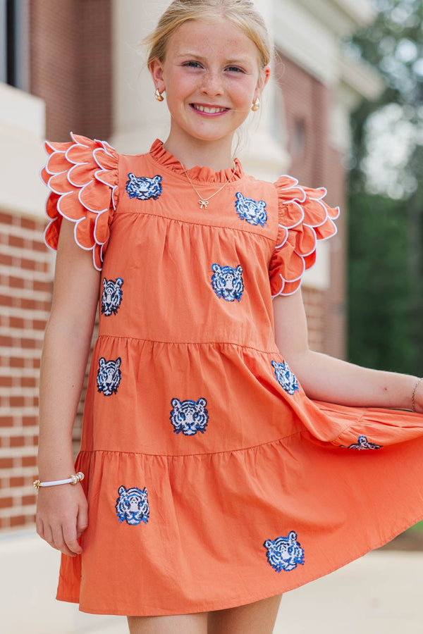 Girls: The Holland Orange Tigers Sequin Scalloped Dress