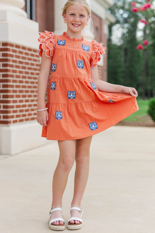 Girls: The Holland Orange Tigers Sequin Scalloped Dress