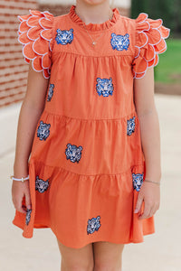 Girls: The Holland Orange Tigers Sequin Scalloped Dress
