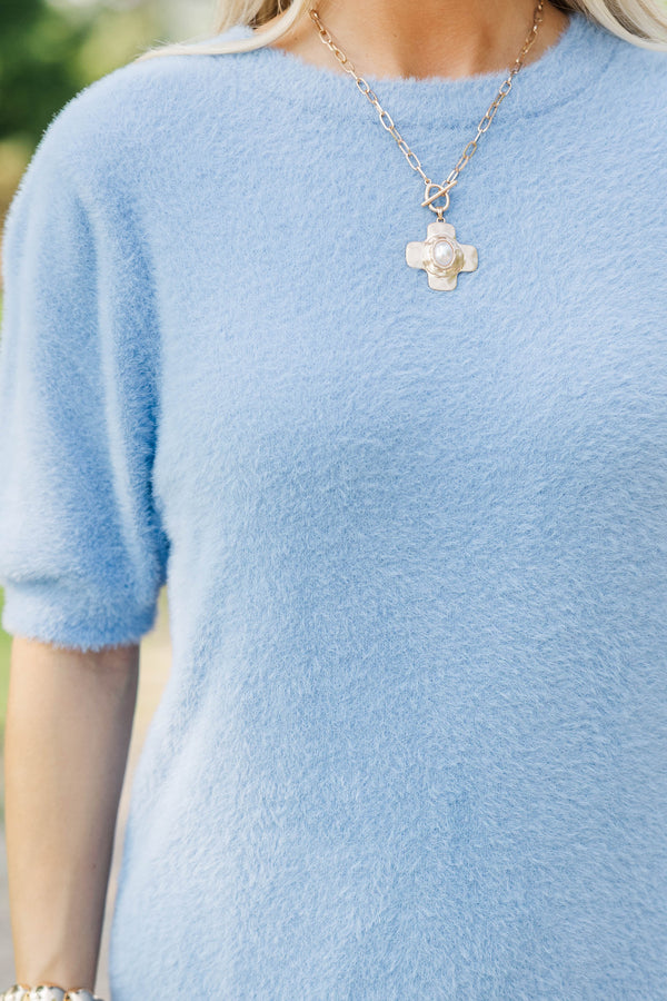 Crisp Morning Light Blue Sweater