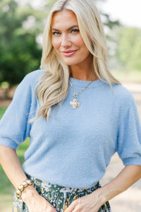 Crisp Morning Light Blue Sweater