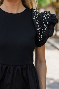 Perfectly Lovely Black Embellished Dress