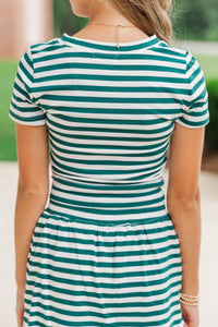 Girls: Rally Girl Emerald Striped Go Team Patch Top