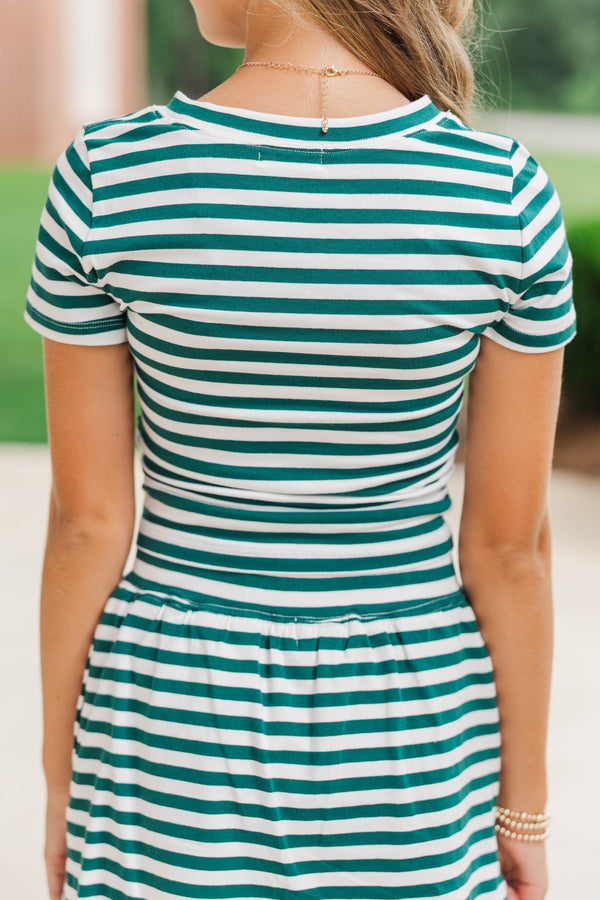 Girls: Rally Girl Emerald Striped Go Team Patch Top