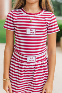Girls: Rally Girl Burgundy Striped Go Team Patch Top
