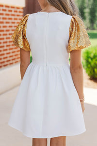 Girls: Golden Dreams Gold Bow Pearl Sequin Dress