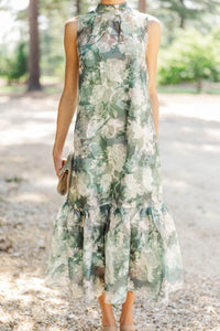 Beyond Beautiful Green Floral Maxi Dress
