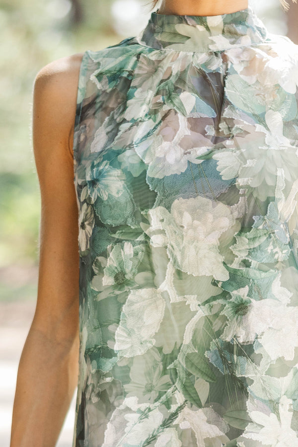 Beyond Beautiful Green Floral Maxi Dress
