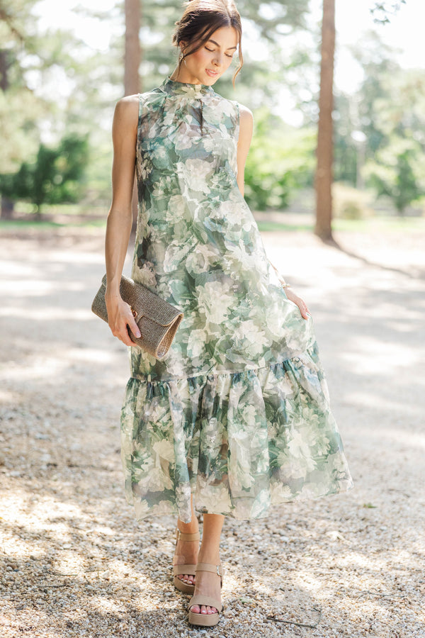 Beyond Beautiful Green Floral Maxi Dress