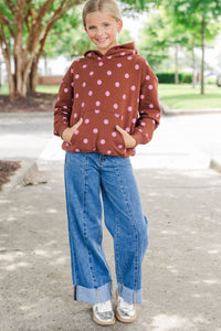 Girls: Move With Ease Brown Polka Dot Hoodie