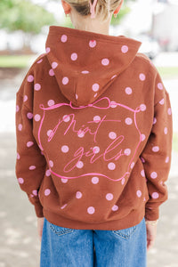 Girls: Move With Ease Brown Polka Dot Hoodie