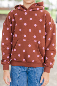Girls: Move With Ease Brown Polka Dot Hoodie