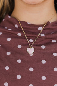 Girls: Breaking Hearts Pink Rhinestone Heart Necklace