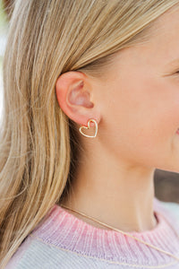 Girls: Starting Line Gold Heart Earrings
