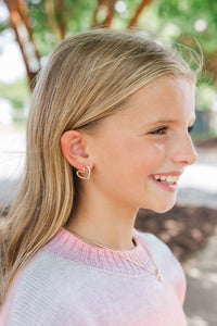 Girls: Starting Line Gold Heart Earrings