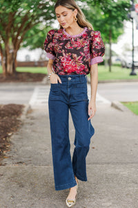 Hopeless Romantic Red Brocade Blouse