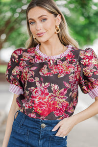 Hopeless Romantic Red Brocade Blouse