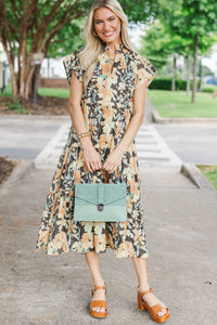 In Your Dreams Brown Floral Print Midi Dress