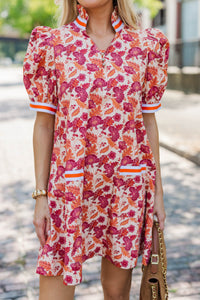 The Wildflower Orange Floral Puff Sleeve Dress