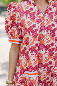 The Wildflower Orange Floral Puff Sleeve Dress