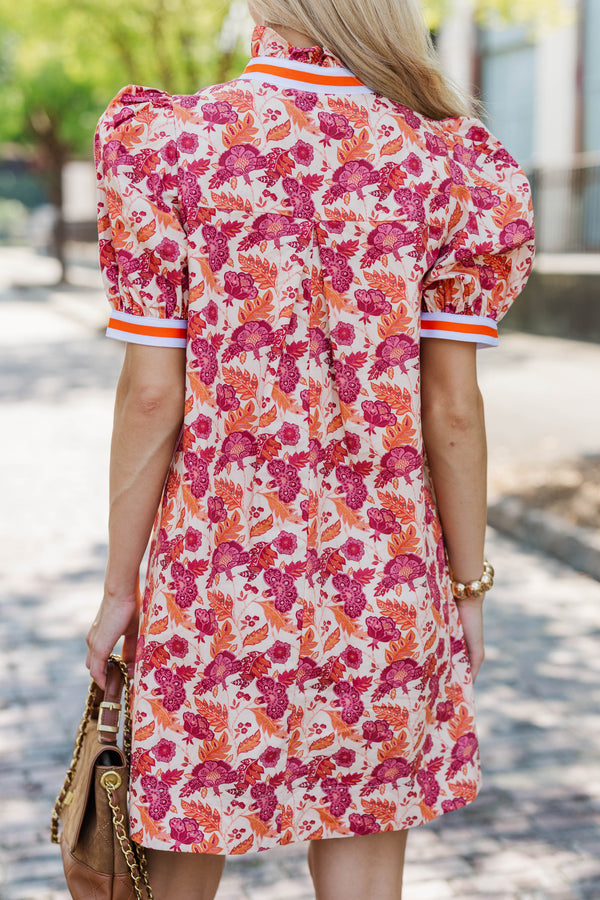 The Wildflower Orange Floral Puff Sleeve Dress