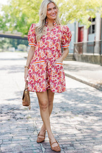 The Wildflower Orange Floral Puff Sleeve Dress