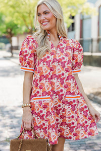 The Wildflower Orange Floral Puff Sleeve Dress