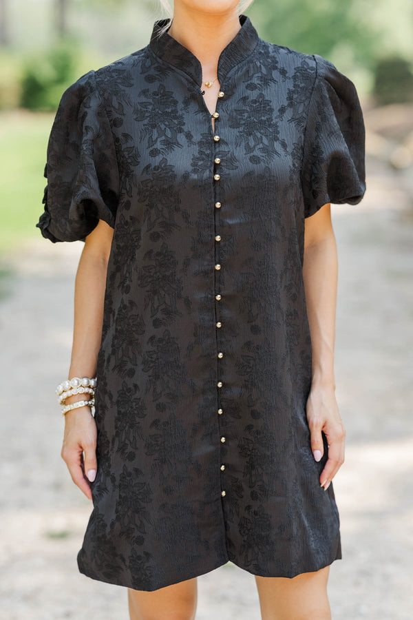 Chic Influence Black Brocade Dress