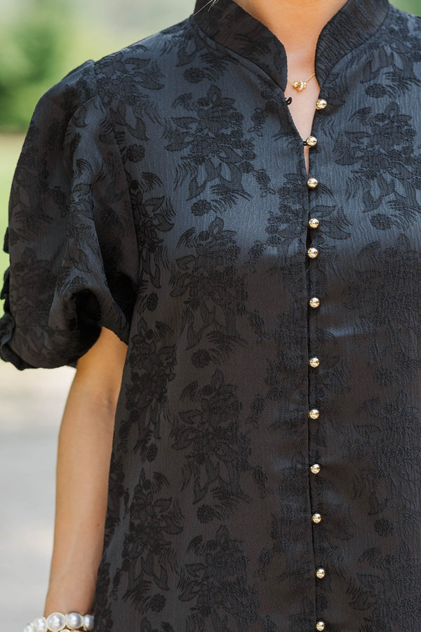 Chic Influence Black Brocade Dress