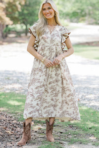 Stay Consistent Brown Toile Midi Dress