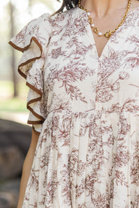 Stay Consistent Brown Toile Midi Dress