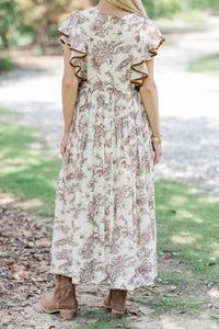 Stay Consistent Brown Toile Midi Dress