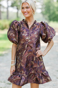 Full Of Grace Brown Brocade Dress