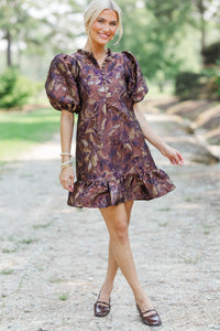 Full Of Grace Brown Brocade Dress