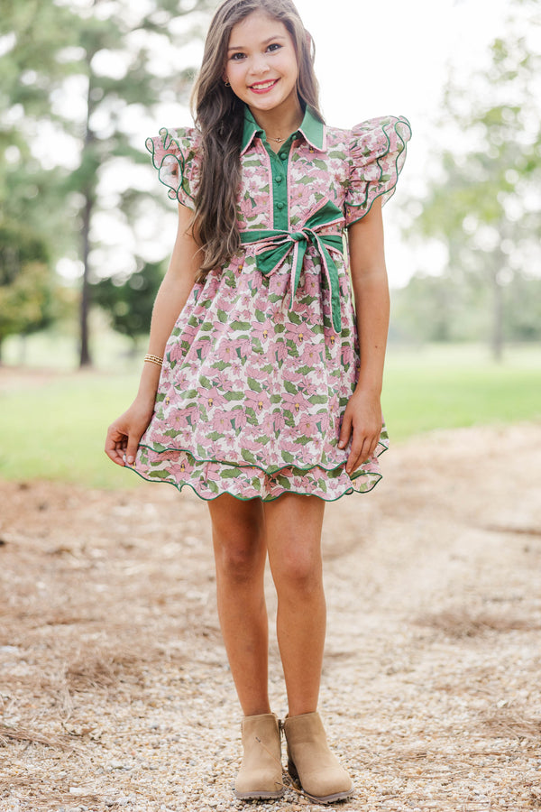 Girls: Flourish Forever Mauve Floral Dress