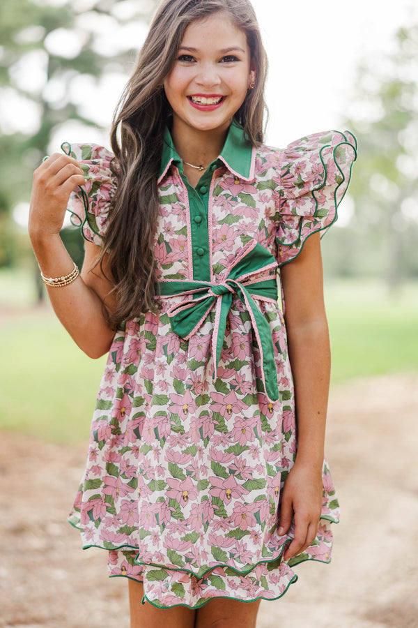 Girls: Flourish Forever Mauve Floral Dress