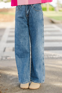 Girls: Closet Foundation Blue Denim Wide Leg Jeans