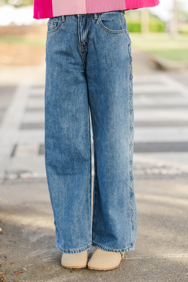 Girls: Closet Foundation Blue Denim Wide Leg Jeans