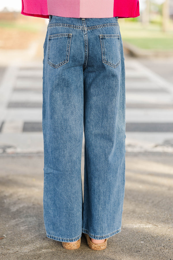 Girls: Closet Foundation Blue Denim Wide Leg Jeans