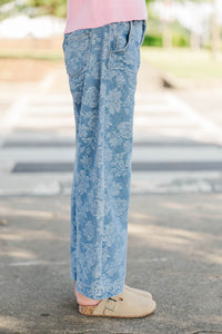 Girls: Open Heart Blue Floral Denim Jeans