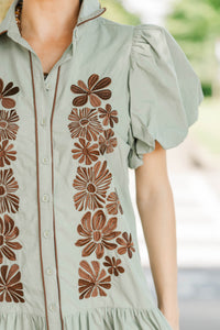Beautiful Storyline Olive Embroidered Dress