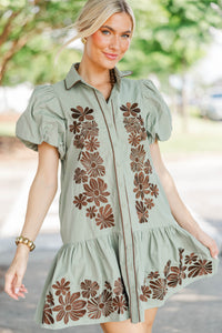 Beautiful Storyline Olive Embroidered Dress